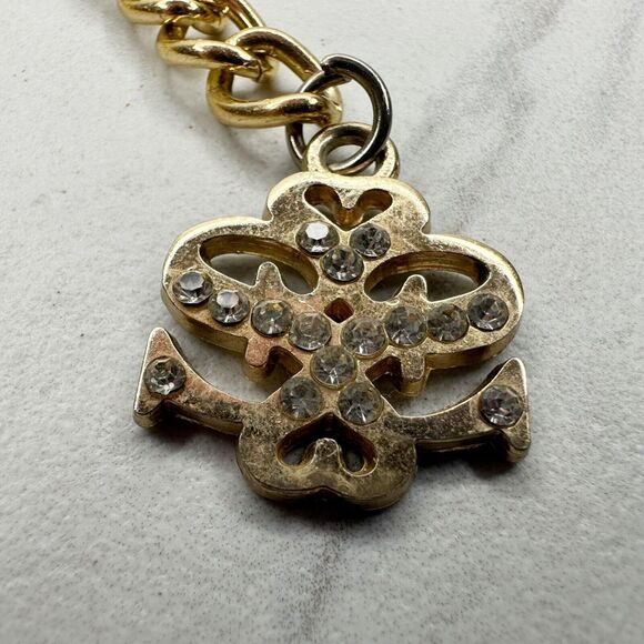 Gold Tone Chain Belt Rhinestone Charm Y2K Medium/Large (M/L) ✨ - Picture 2 of 8